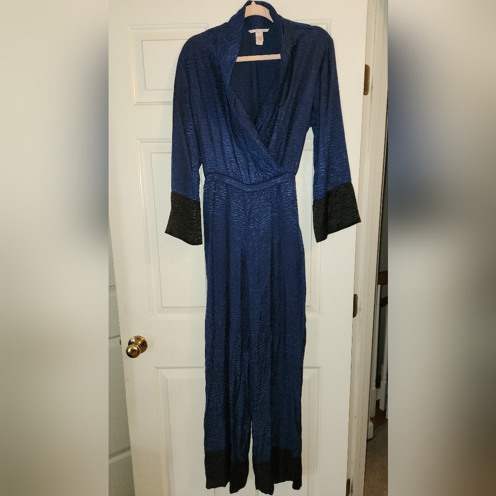 Victoria's Secret Blue Satin Lounge Jumpsuit. - Picture 3 of 7